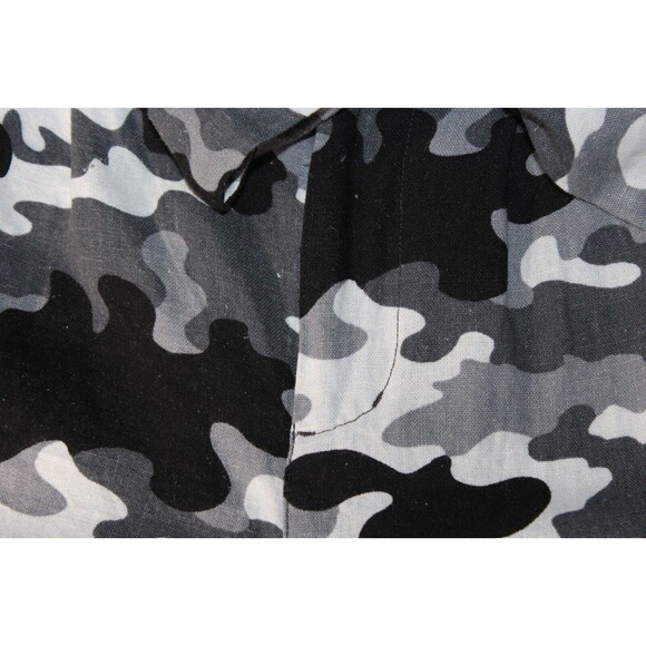 NWT BeBop Large Women Shorts Pocket Tie Waist Belted Linen Blend Black Gray Camo - Picture 2 of 10